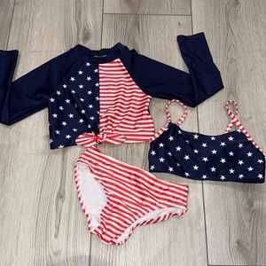 3 Piece American Flag Swimsuit